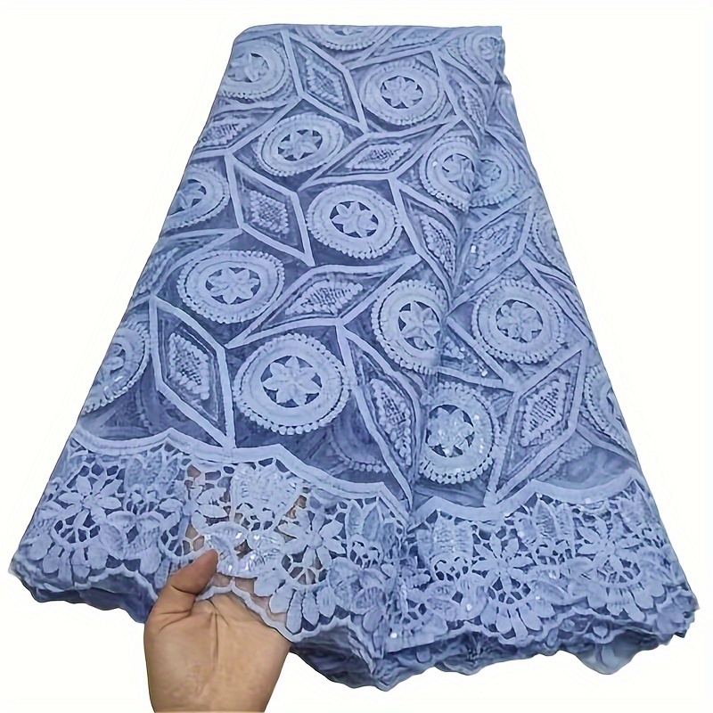 Lace Embroidery Fabrics Contrast Mesh Cover Scallop Trim - Temu