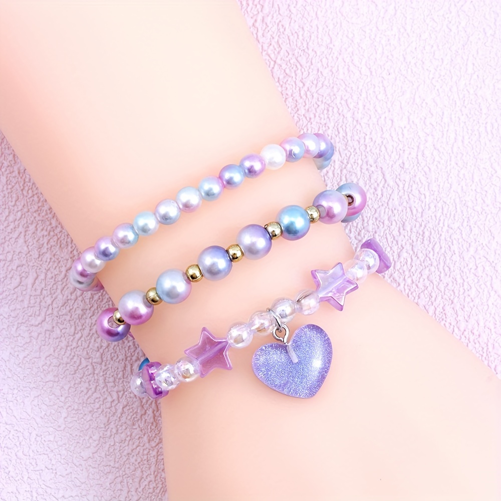 Cute Pearl Pink Heart Bead Assortment, Heart Bead Set for