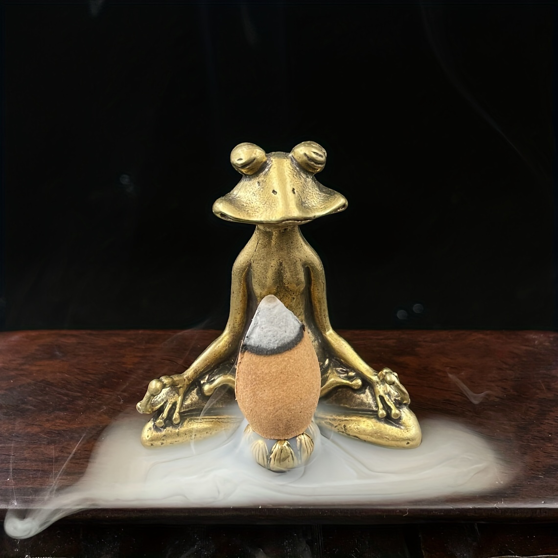 

1pc Brass Meditation Frog, Incense Insert Desktop Ornament, Meditation Frog Incense Holder, Home Decoration Living Room, Study, Tv Cabinet, And Office Desktop Decoration