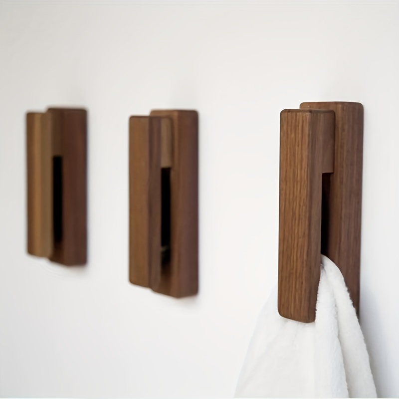 Solid Wood Towel Rack Creative Punch free Bathroom Towel - Temu