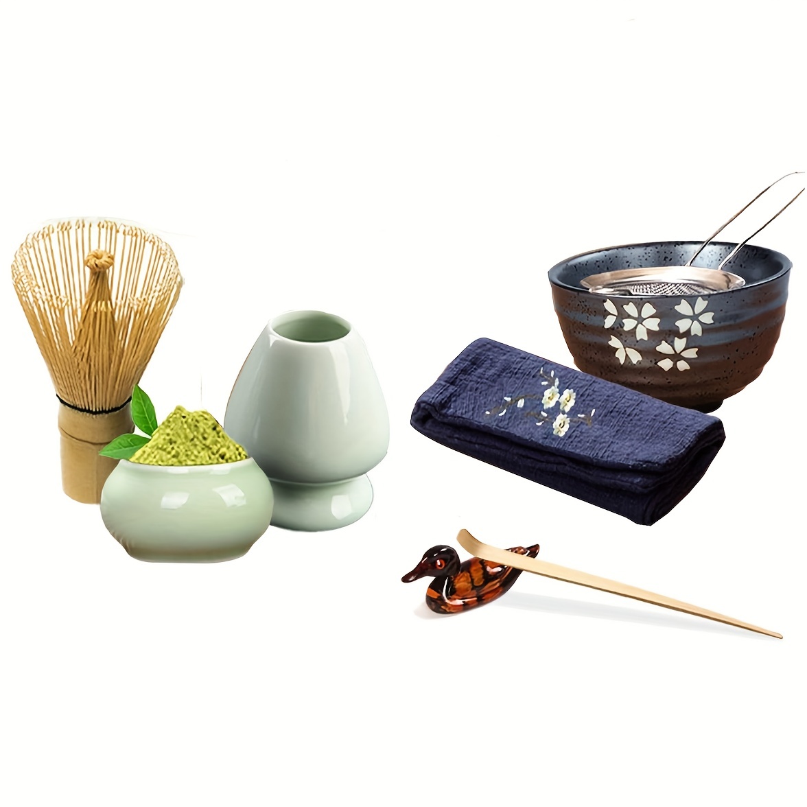 3/8pcs Japanese Matcha Tea Set, Matcha Whisk, Traditional Scoop, Matcha  Bowl & Caddy, Ceramic Whisk Holder, Handmade Matcha Ceremony Kit