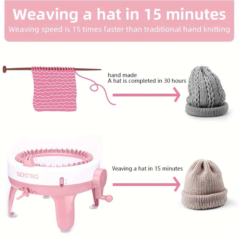 48 Needles Knitting Machine DIY Kit with Row Counter, Hat Knitting Machine  for Adults and Kids, Knitting Loom Machine with 2 Weaving Methods for Scarf  Hat Gloves Christmas Gift