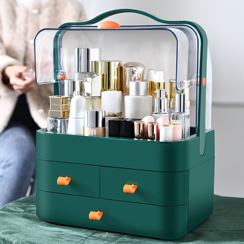 Youlvy Large Capacity Makeup Organizer, Make Up Organizers and Storage with  Lid, Preppy Skincare Organizer, Cosmetic Storage Box & Cosmetic Display