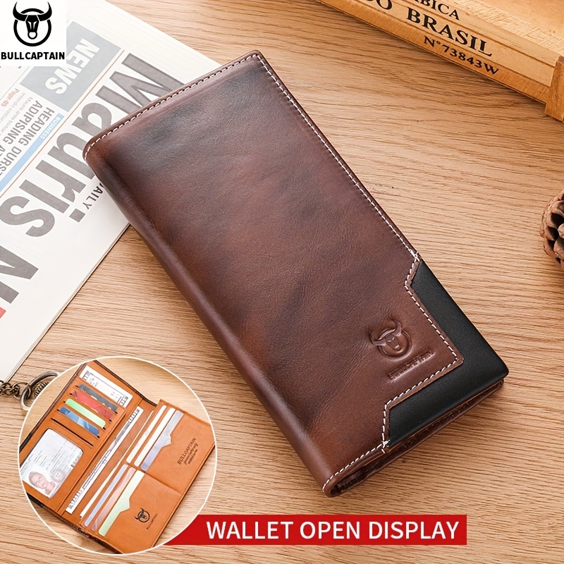 Men's Genuine Leather Wallet Casual Fashion Long Wallet Clutch Bag Gift For  Father's Day - Temu