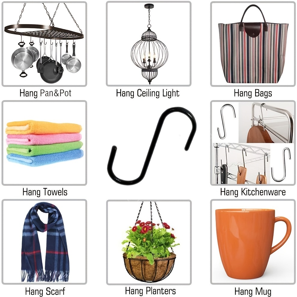 30PCS S Hooks, Stainless Steel Hooks for Hanging Kitchen Utensils, Spoons,  Pots, Bags, Towels, Clothes, Tools, Plants