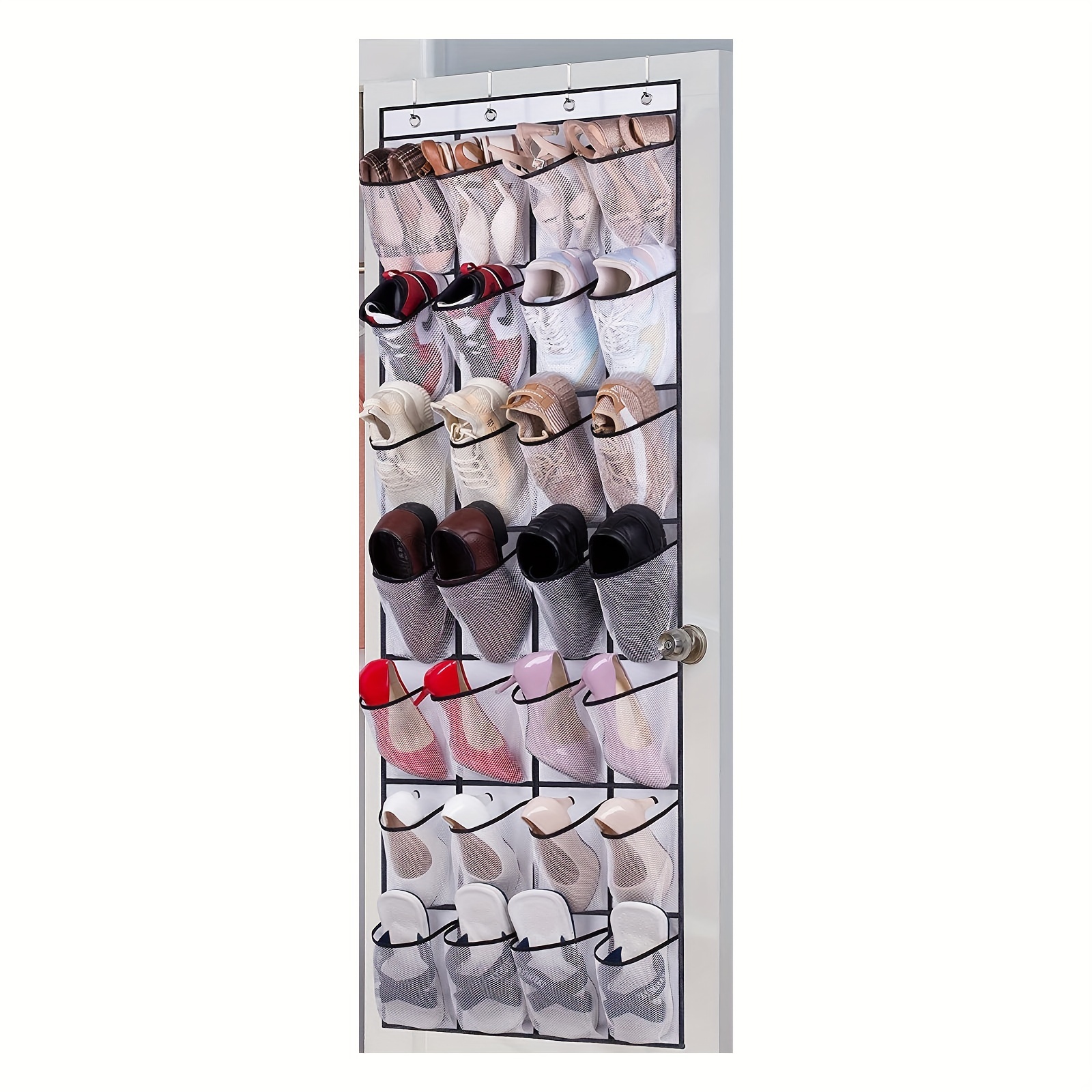 coastal rose Estantes para zapatos sobre la puerta con 26 bolsillos de PVC  transparentes, zapatero colgante para puerta, organizador de zapatos para