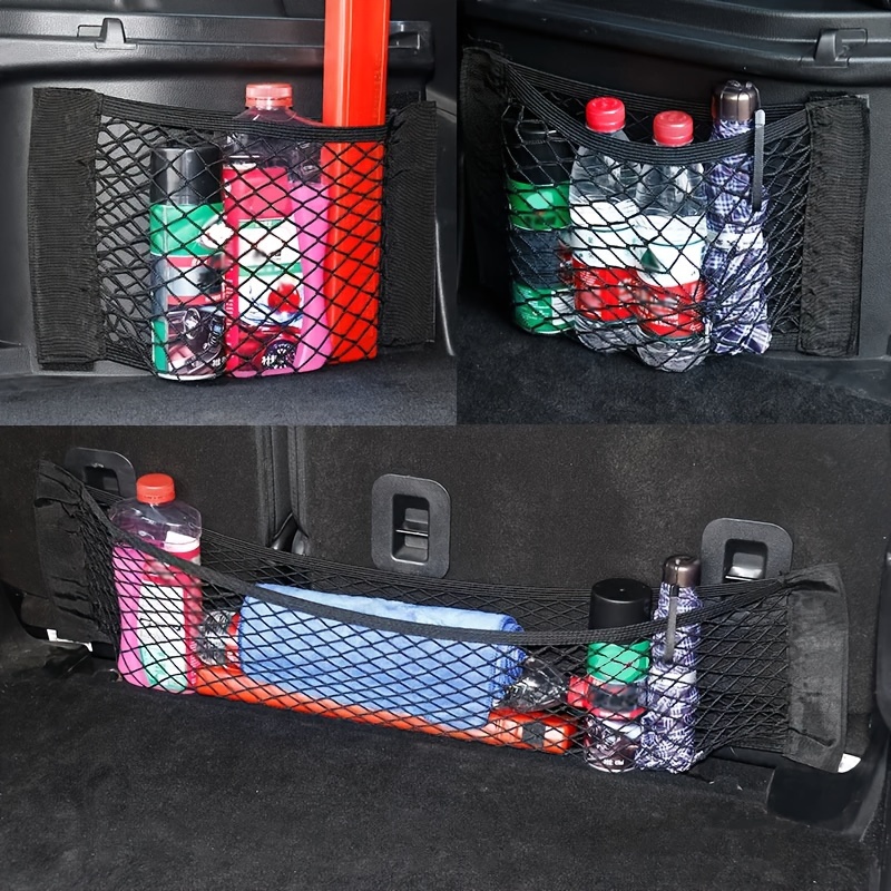 

1pc Car Trunk Mesh Bag, Elastic String Net With Sticker, Universal Storage Bag Pocket, Car Organizer, Car Accessories