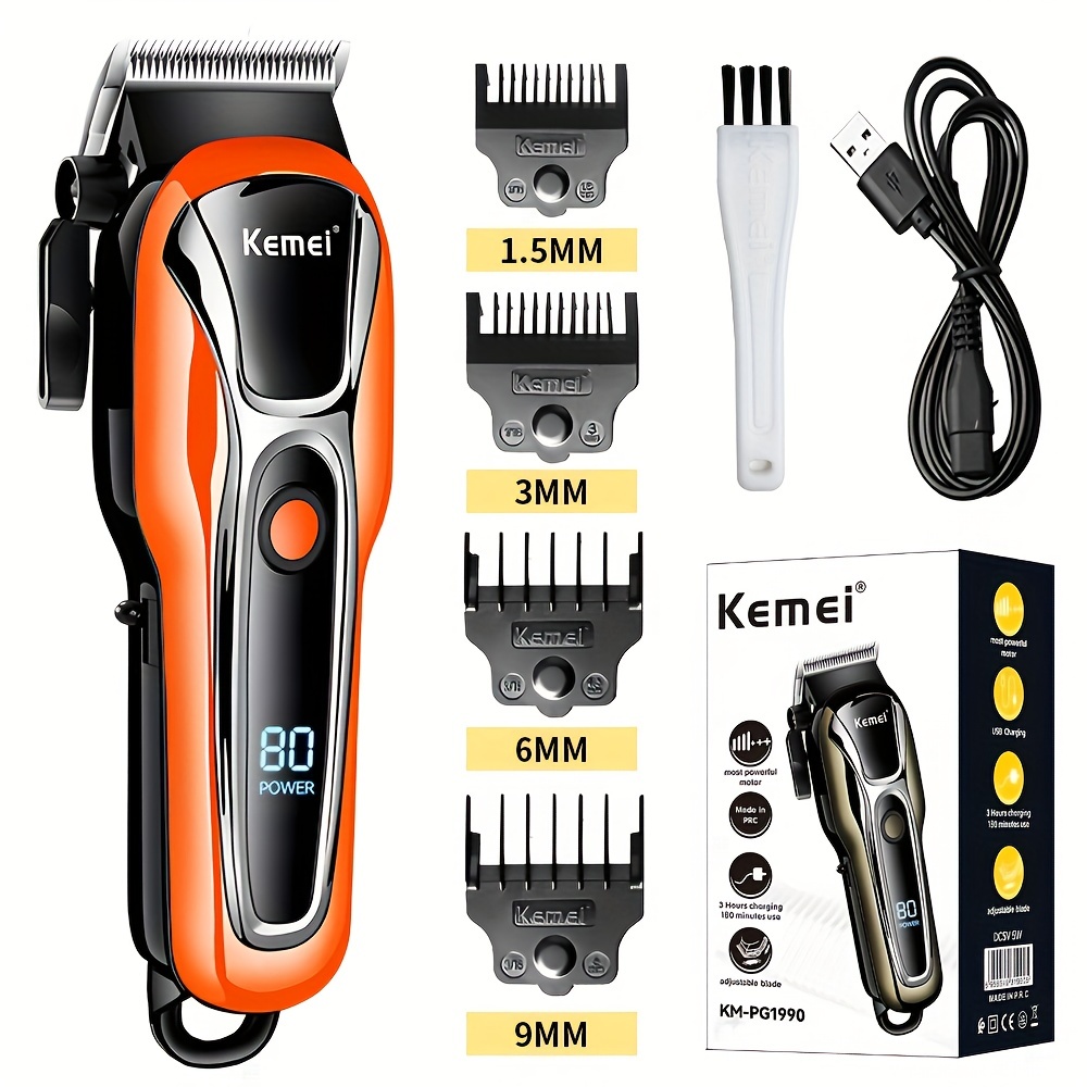 Kemei Professional Cordless Hair Clipper hair Trimmer Electric Shaver For  men's Beard Hair Razor Cutting Machine Black 