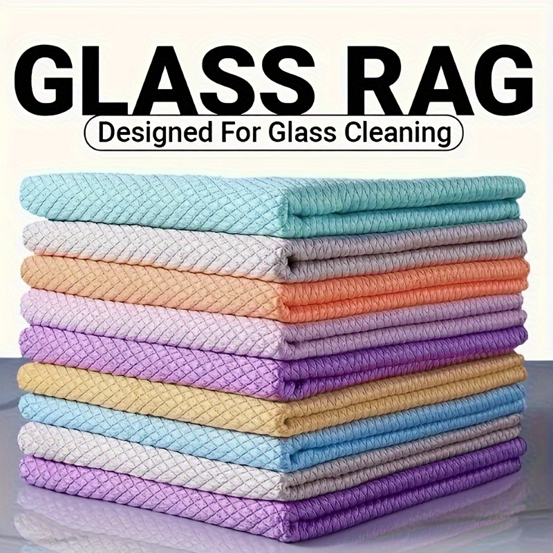 Fish Scale Microfiber Polishing Cleaning Cloth Reusable Microfiber Towels,  Lint Free Cleaning Rags for Glass No Watermark, Dishes, Mirrors (10Pcs,5