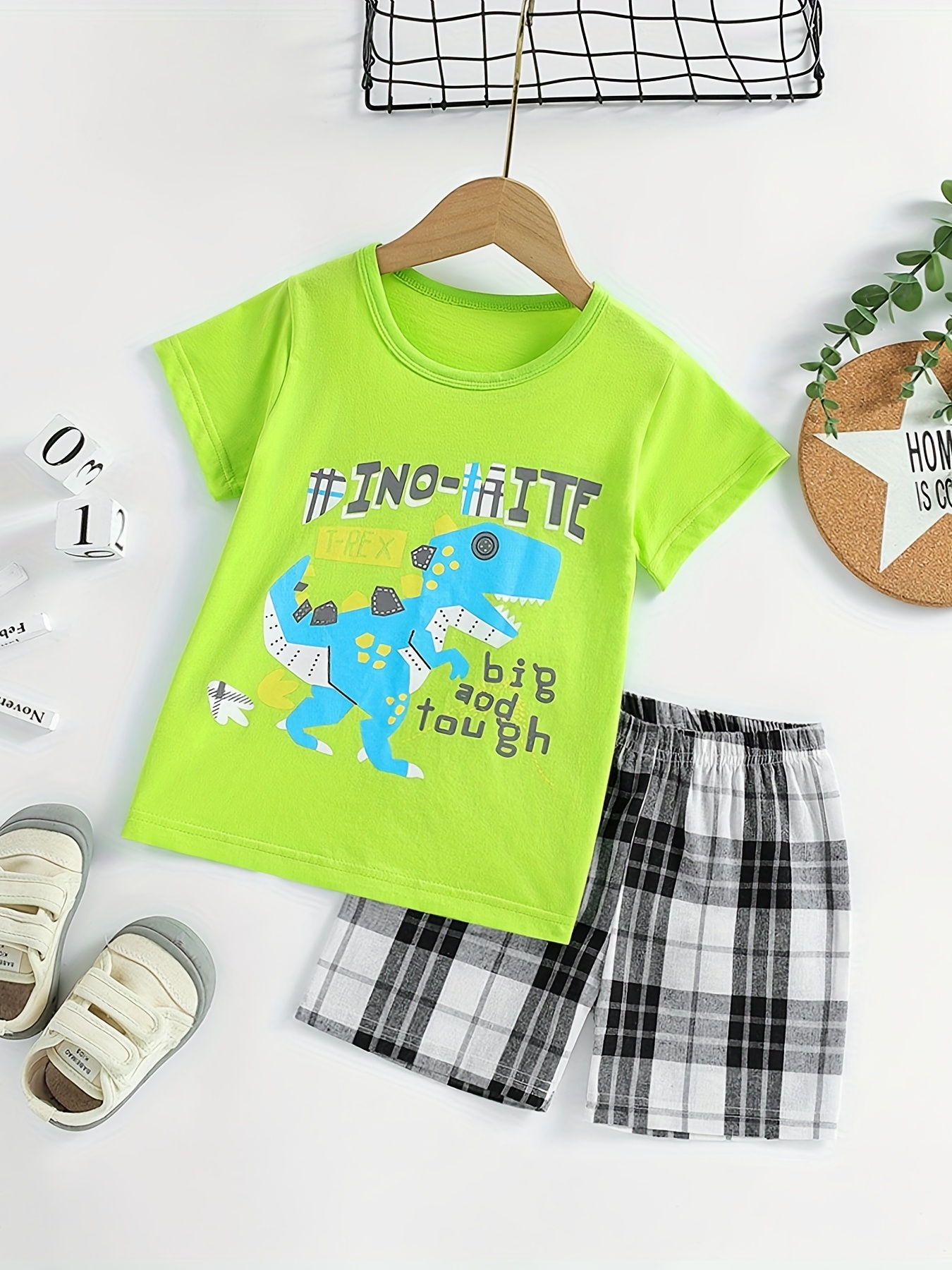 Boys big Tough Cartoon T rex Dinosaur Cotton Casual Outfit - Temu Canada