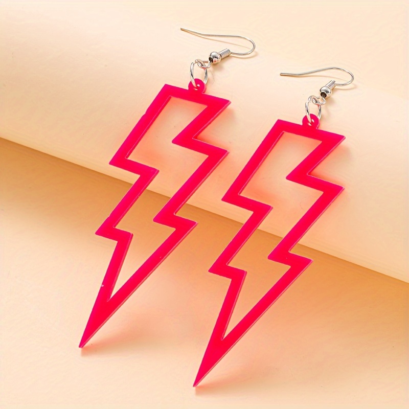 Colorful Lightening Dangle Earrings Punk Style Acrylic Jewelry