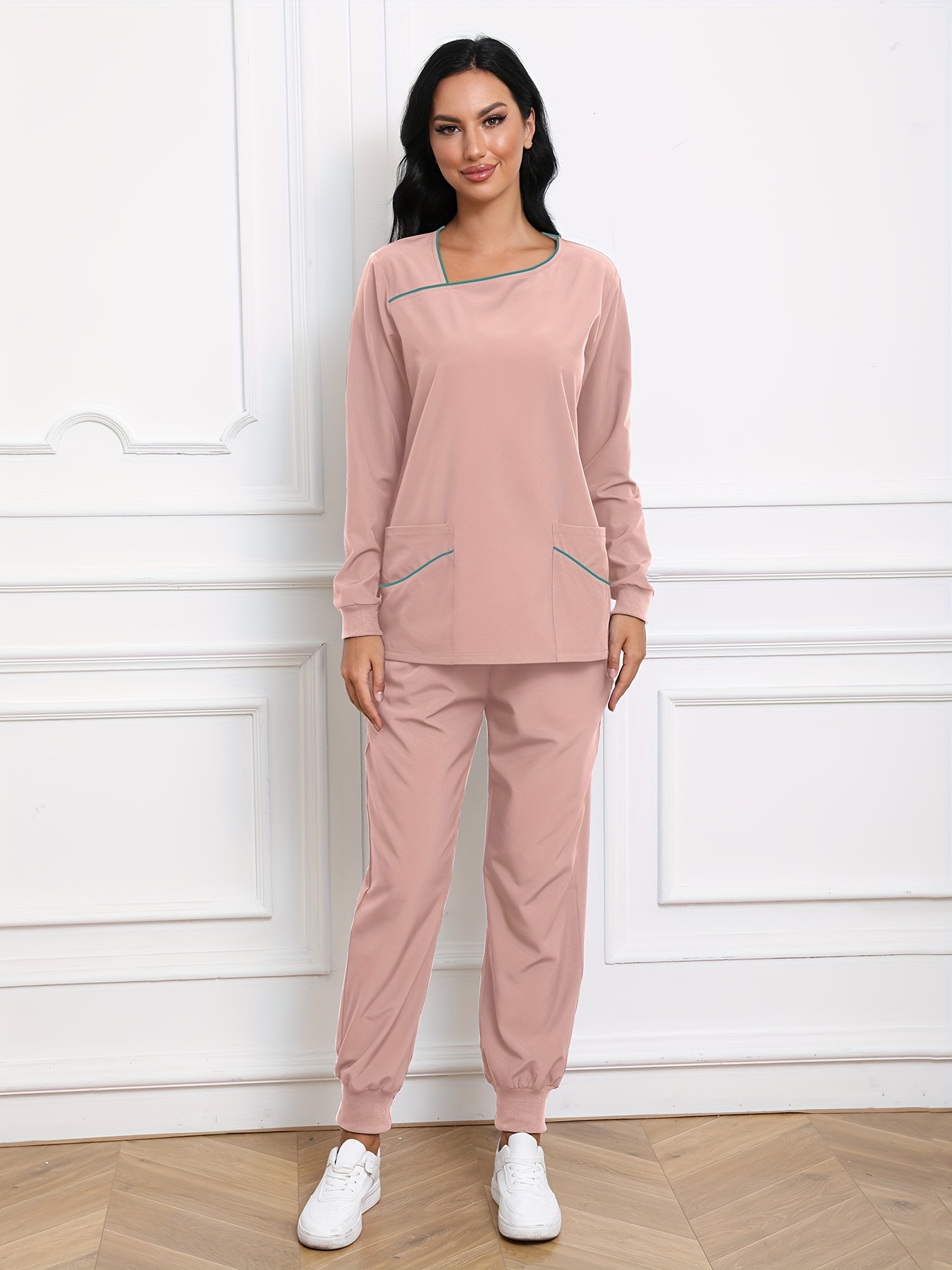 Stretchy Medical Scrub Set Dual Pocket Scrub Top Pants Scrub - Temu