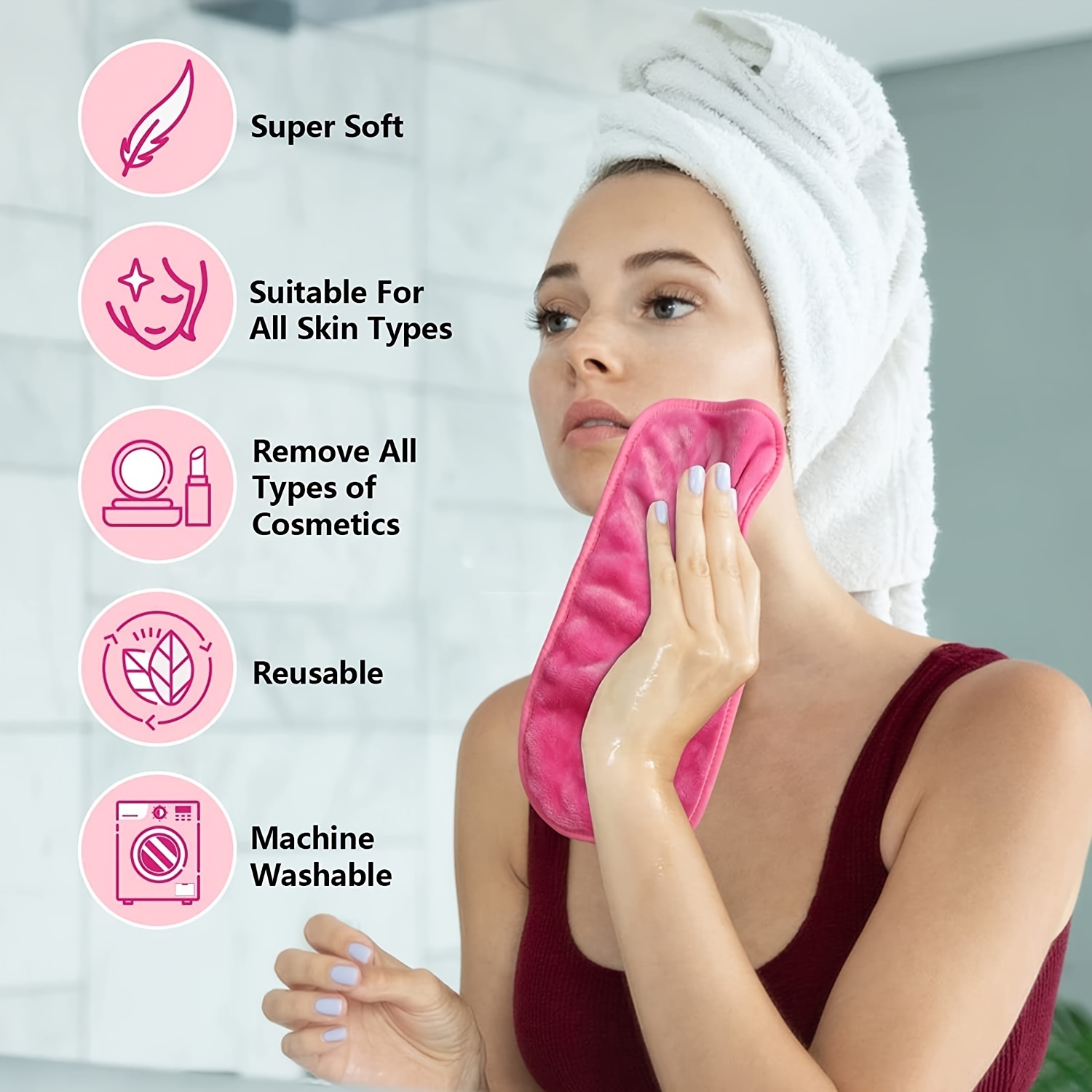 4 Reusable Makeup Remover Cloths for Face Gentle Cleansing Towels