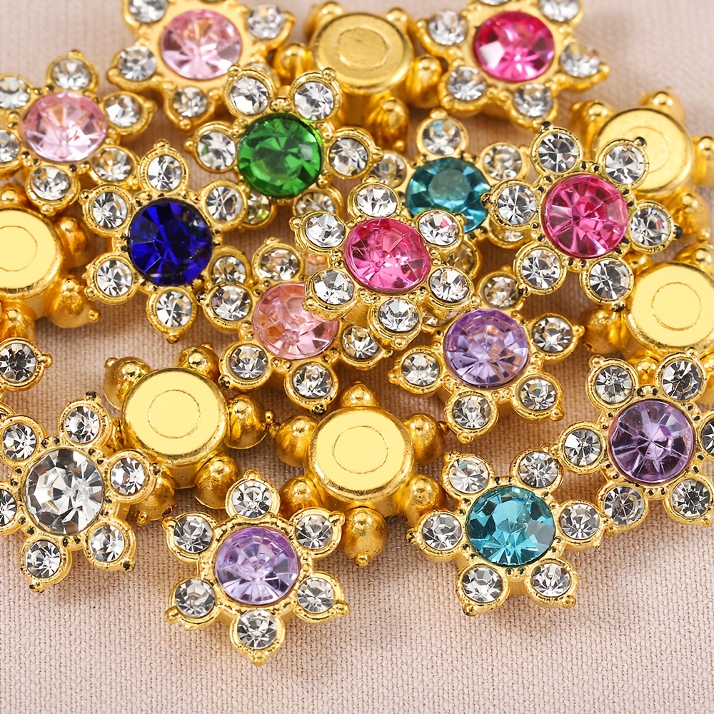  Flat Back Rhinestones Buttons Embellishments with Diamond, Sew  On Crystals Glass Rhinestone for Clothing Wedding Bouquet(20pcs) Light  Purple