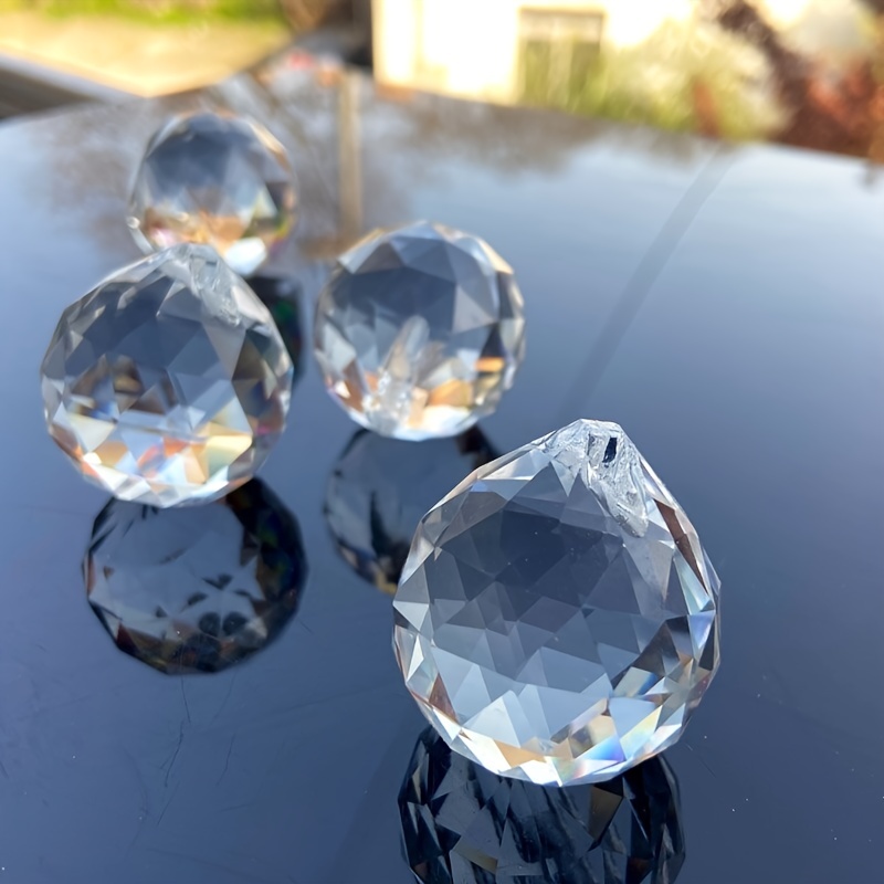 Crystal prism Ball faceted polished hole for hanging size you pick