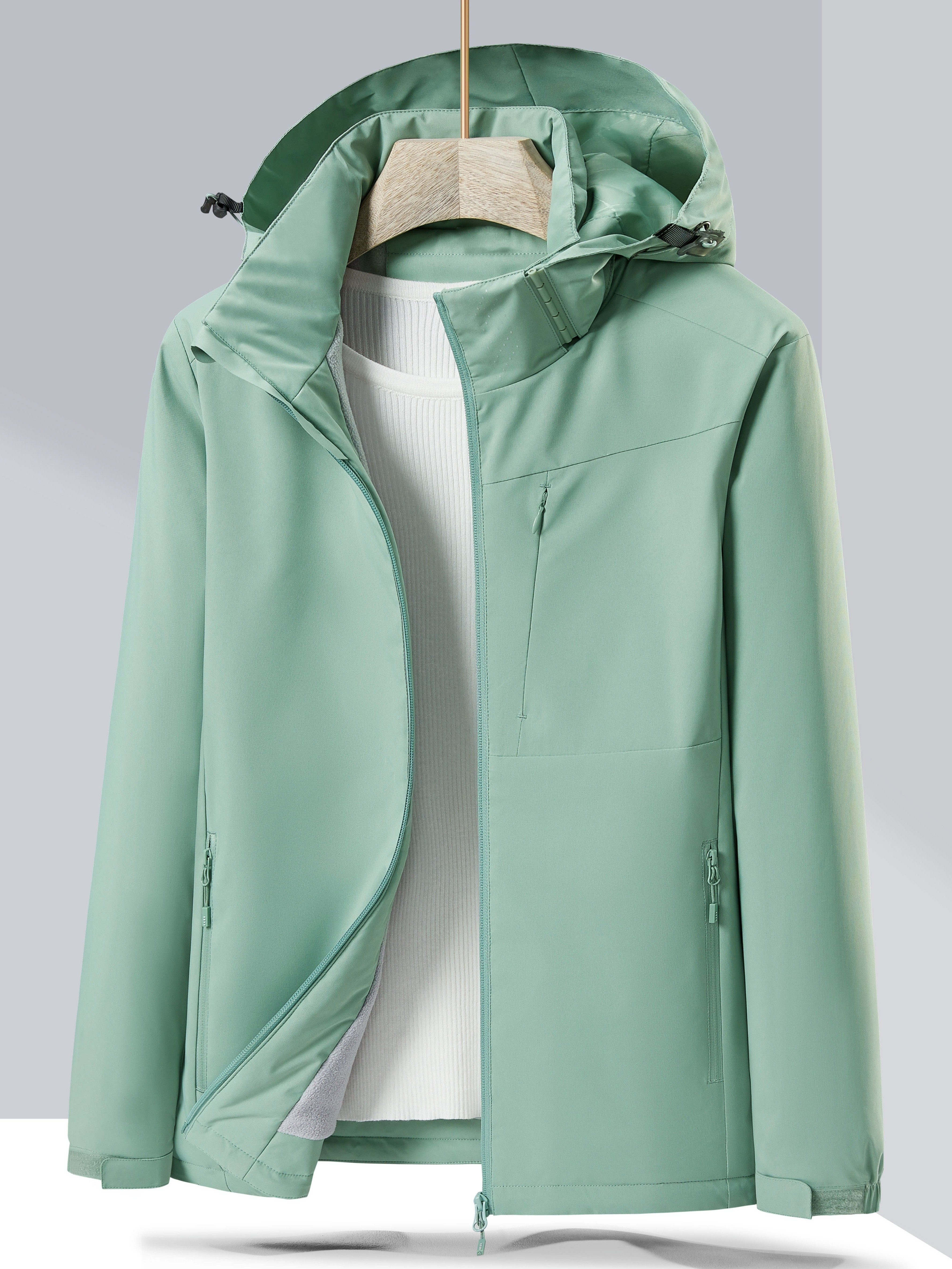 Women's Waterproof Hooded Jacket Polar Fleece Lining - Temu