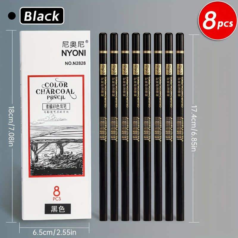 White Charcoal Pencils Drawing Set, Professional 5 Pieces White
