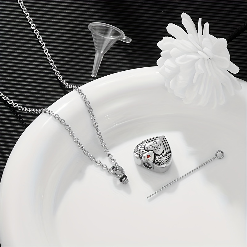 Stainless Steel "Miss You" Heart Pendant Necklace