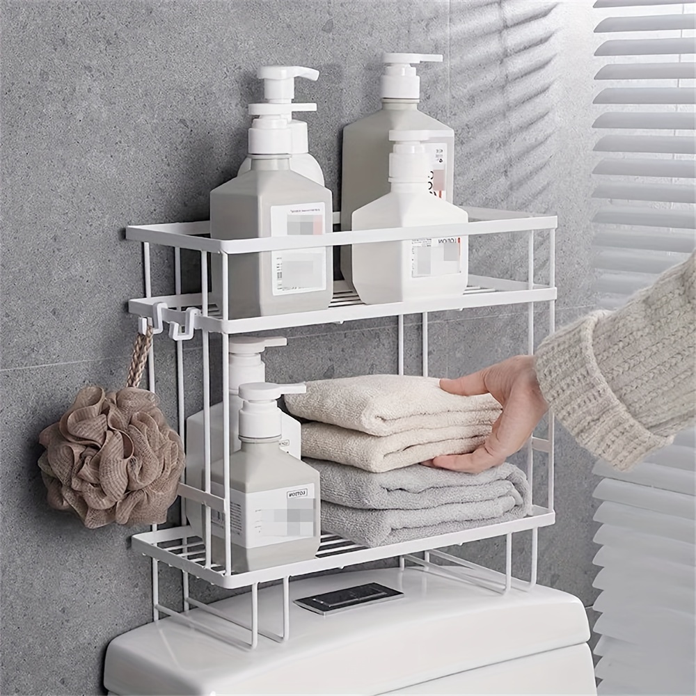1pc Toilet Storage Rack, Over The Toilet Tank Storage Shelf, Compact Design  No Drilling No Screw Organizer For Small Space, Bathroom Accessories, Home