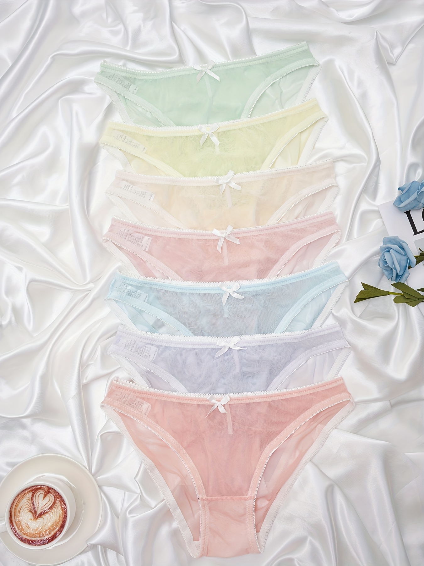 Contrast Lace Thongs Semi sheer Bow Tie Intimates Panties - Temu
