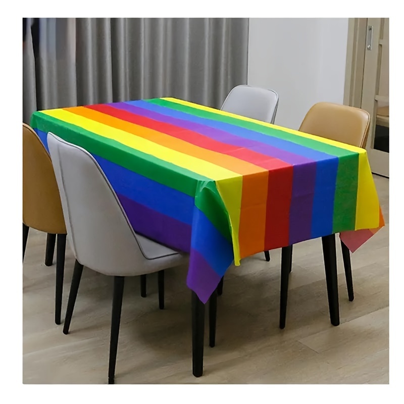 

1pc, Disposable Rainbow Tablecloth, Carnival Pride Plastic Tablecloth, Rectangle Rainbow Tablecloth, Rainbow Birthday Party Supplies, Carnival Pride Party Supplies