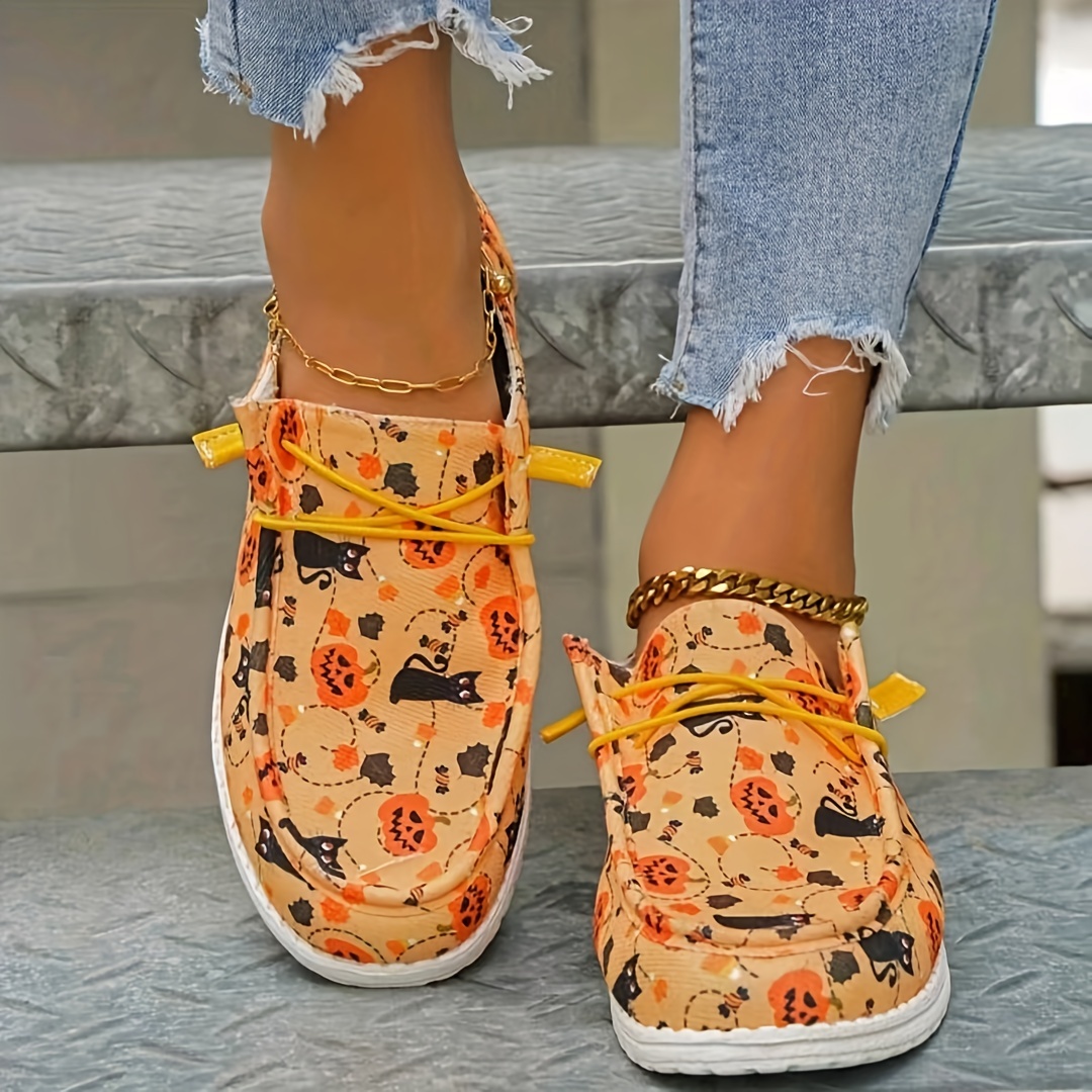 Casual Shoes for Women Women Shoes Halloween Color Printing Casual Shoes  Fashion Soft Sole Non Slip Lazy Casual Shoes Women Casual Shoes Canvas A 37  