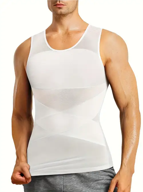 Cooling Fabric Men Shapewear Shirt Hide Gynecomastia Flatten