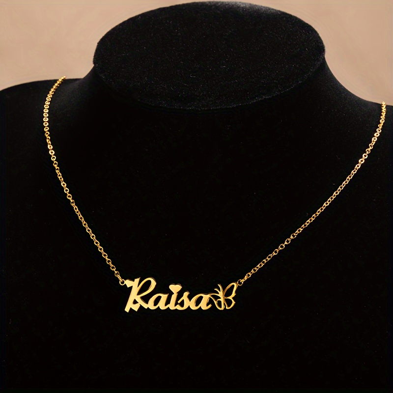 Women's Custom Golden Butterfly Name Necklace — Personalized Gift