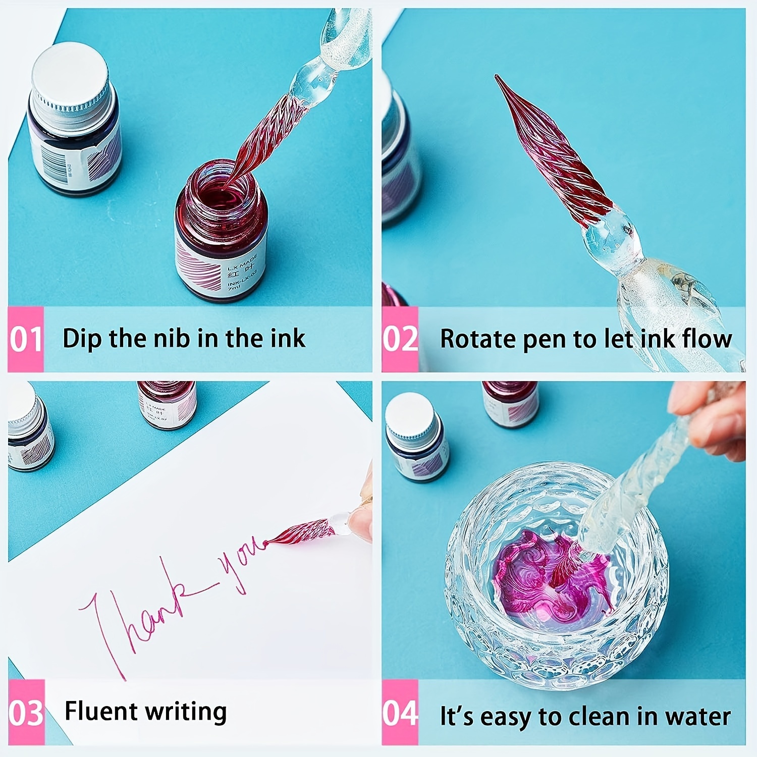 Beginner Dip Pen Set Includes 12 Colorful Ink Bottles Calligraphy