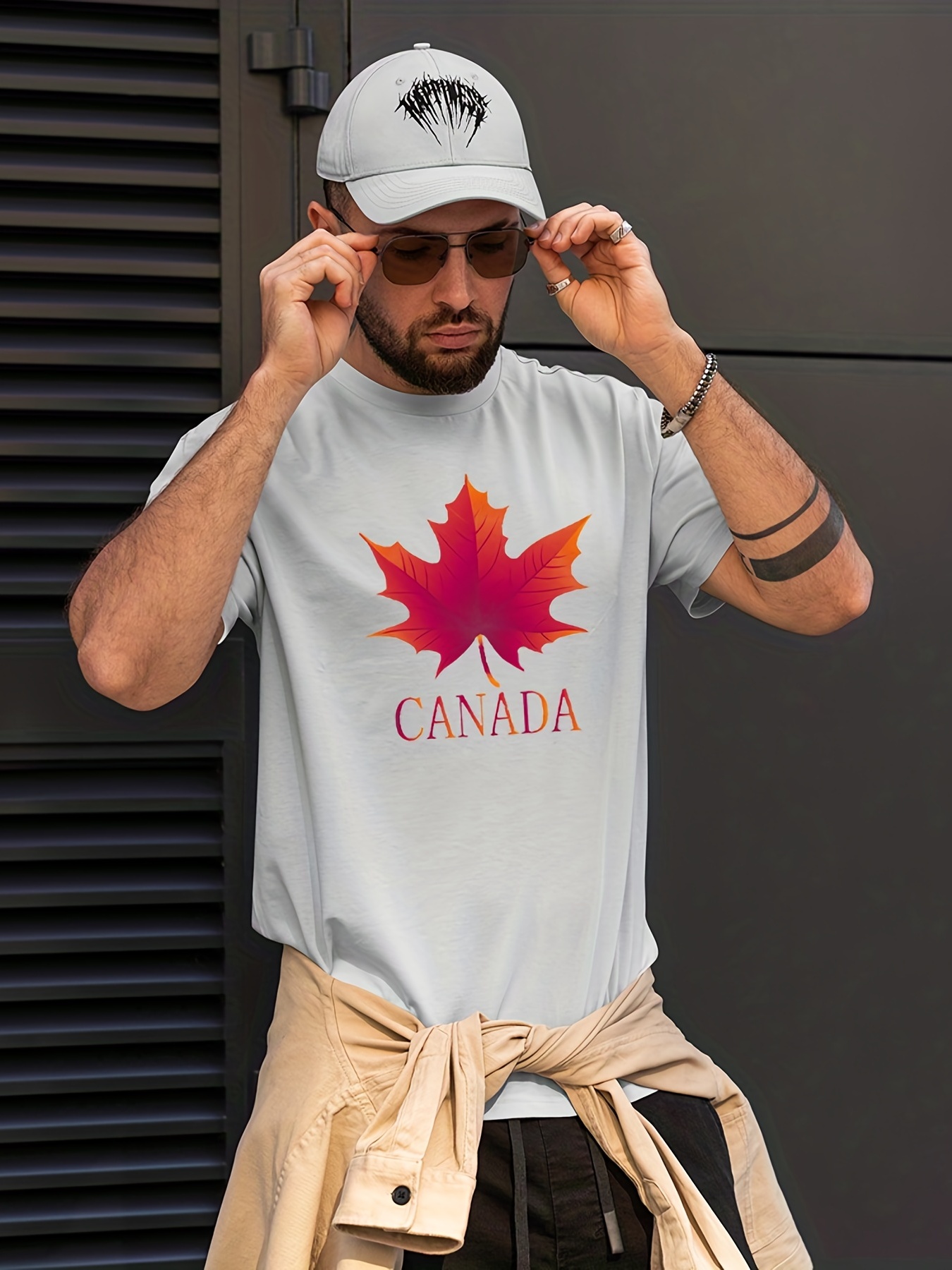 Lowest Price Men's Maple Leaf Letter CANADA Pattern Print T shirt