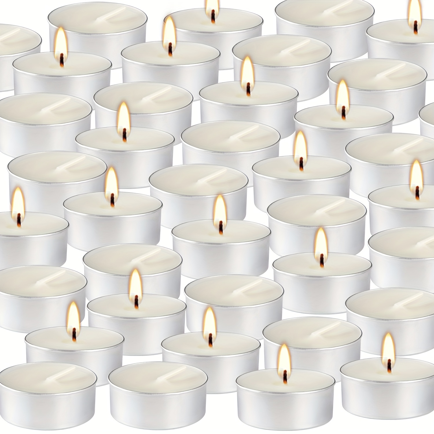 10Pcs Tealight Candles Smokeless Small Lightweight Drip-less Wax Paraffin Tea  Candles White With Aluminium Sheath For Home