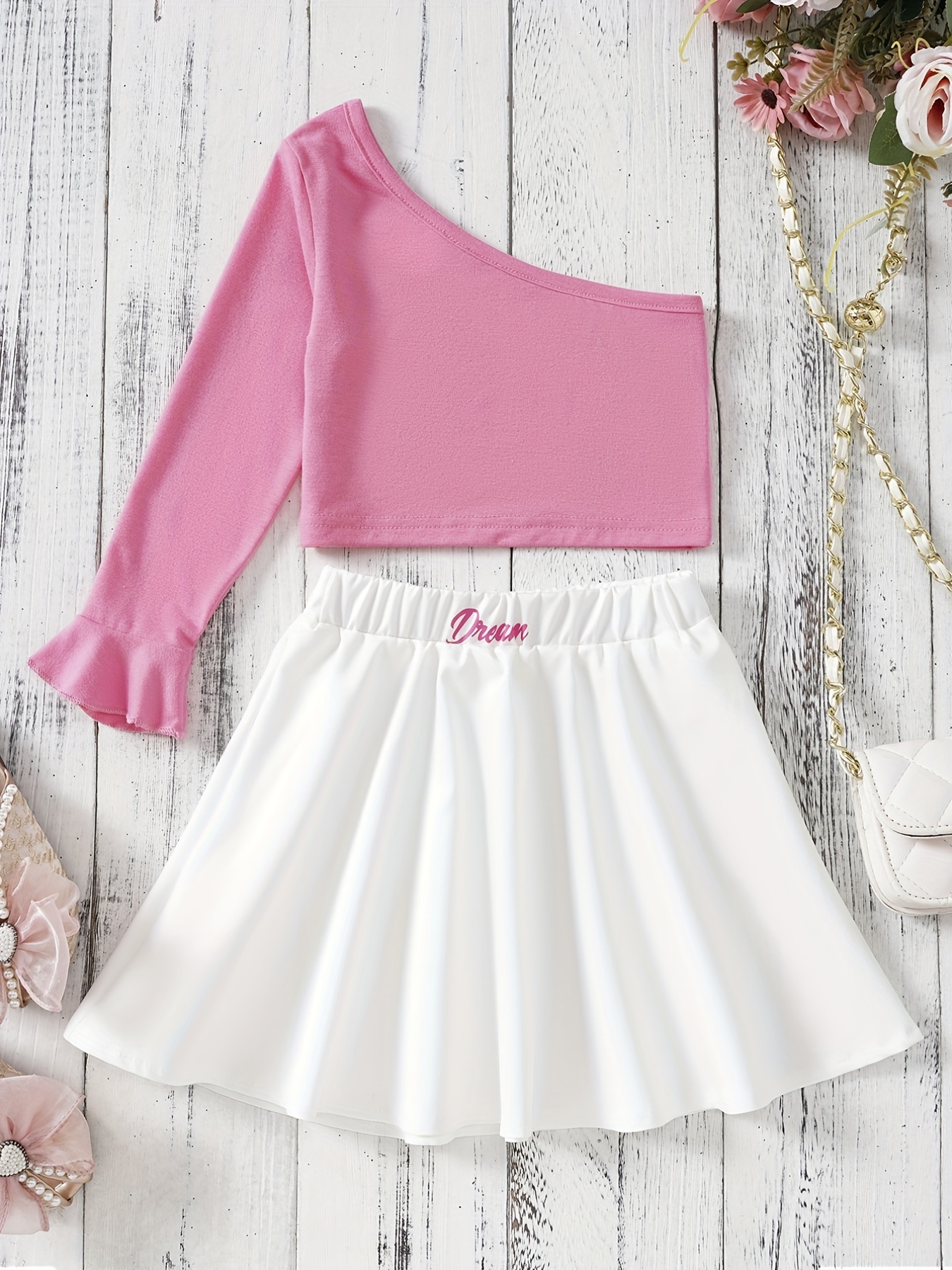 Conjunto 2 Uds Camisola Volantes Estilo Niñas Pequeñas Falda - Temu