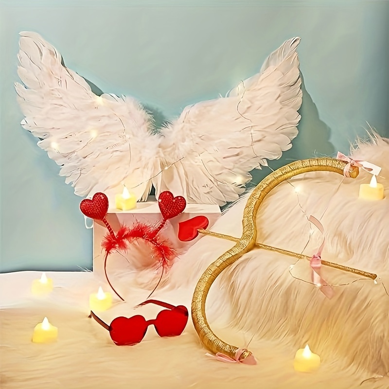 NUEVO CALIENTE! Día de San Valentín Cupido Arco y Flecha Cupido Accesorios  Cupido Forma de Corazón Nudo de Arco Cupido Disfraz de Halloween