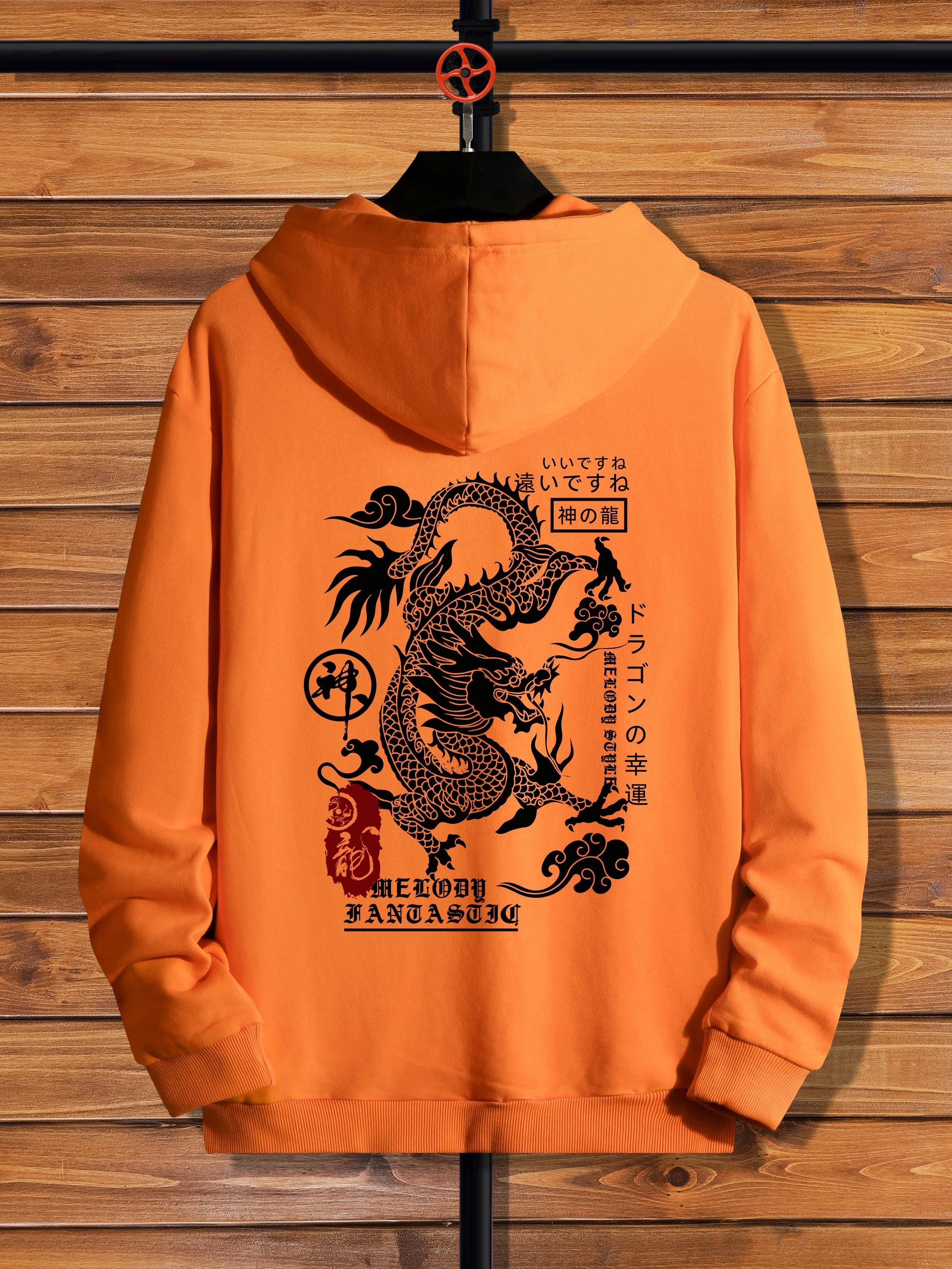 Hoodies For Men, Men's Casual Dragon Pattern Graphic Design