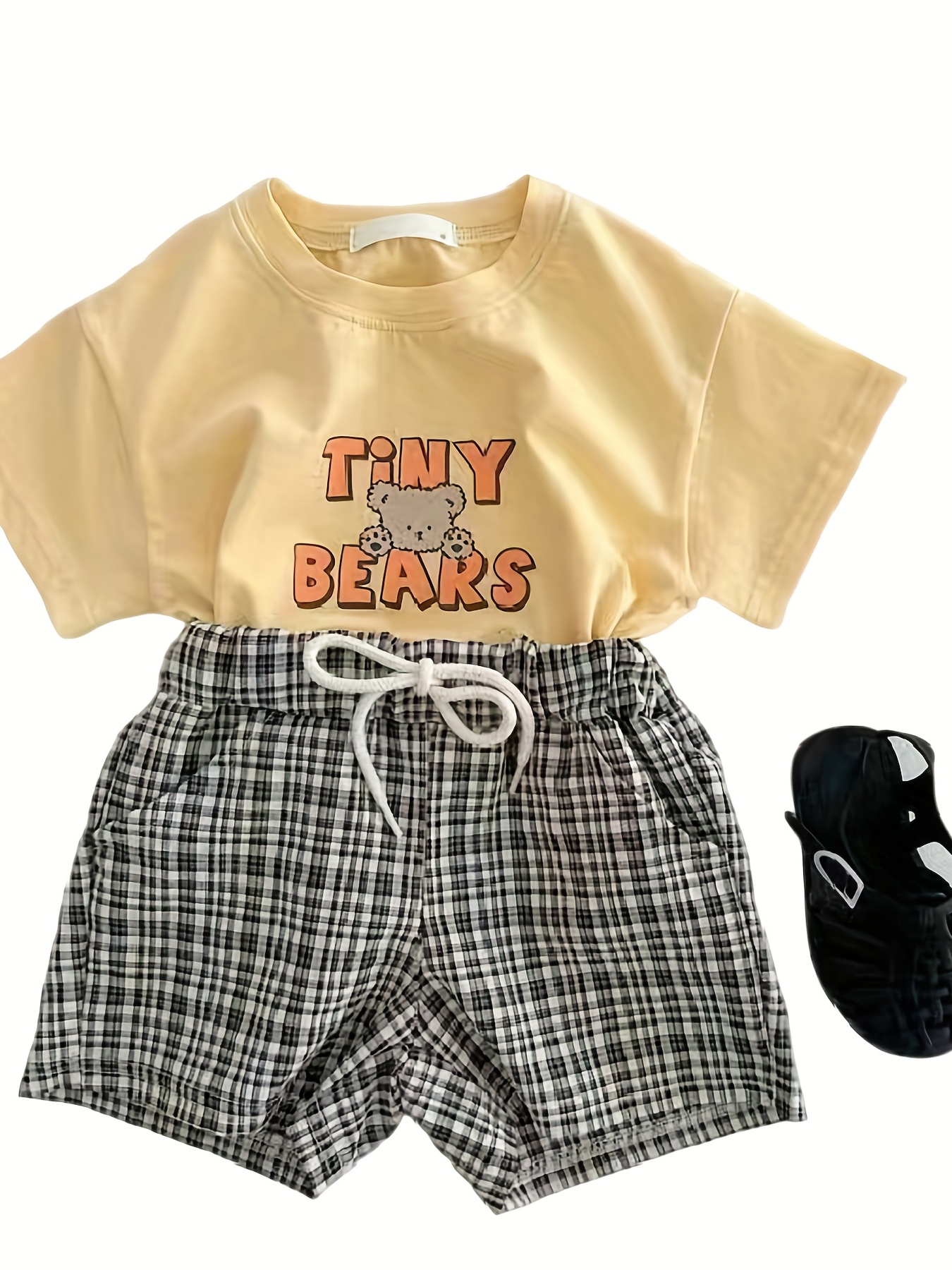 Baby Boys Plaid Stylish Matching Set Tees Top & Shorts Outfit - Temu