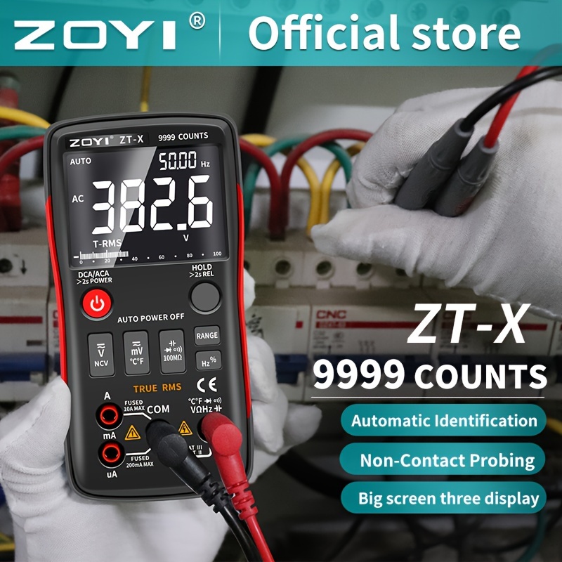 ZOYI ZT-X 9999 COMPTES MULTIMÈTRE NUMÉRIQUE VOLTMÈTRE AC DC MULTIMÈTRE À  PLAGE AUTOMATIQUE TRUE RMS AVEC AFFICHAGE RÉTROÉCLAIRÉ