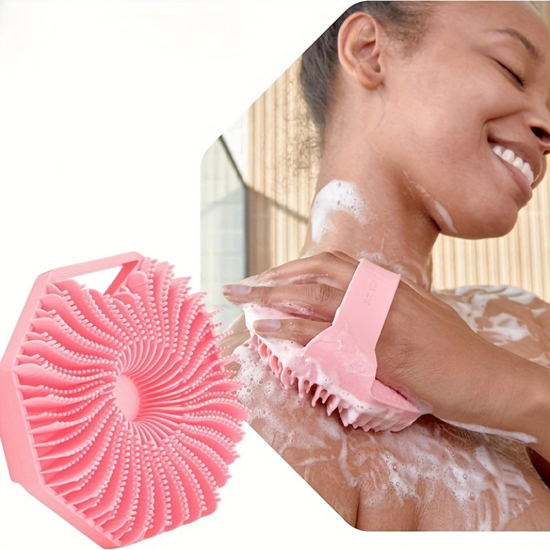 1pc Silicone Body Scrubber, Exfoliating Shower Tool For Body, Body Brush For Showering, Bathroom Accessories 5