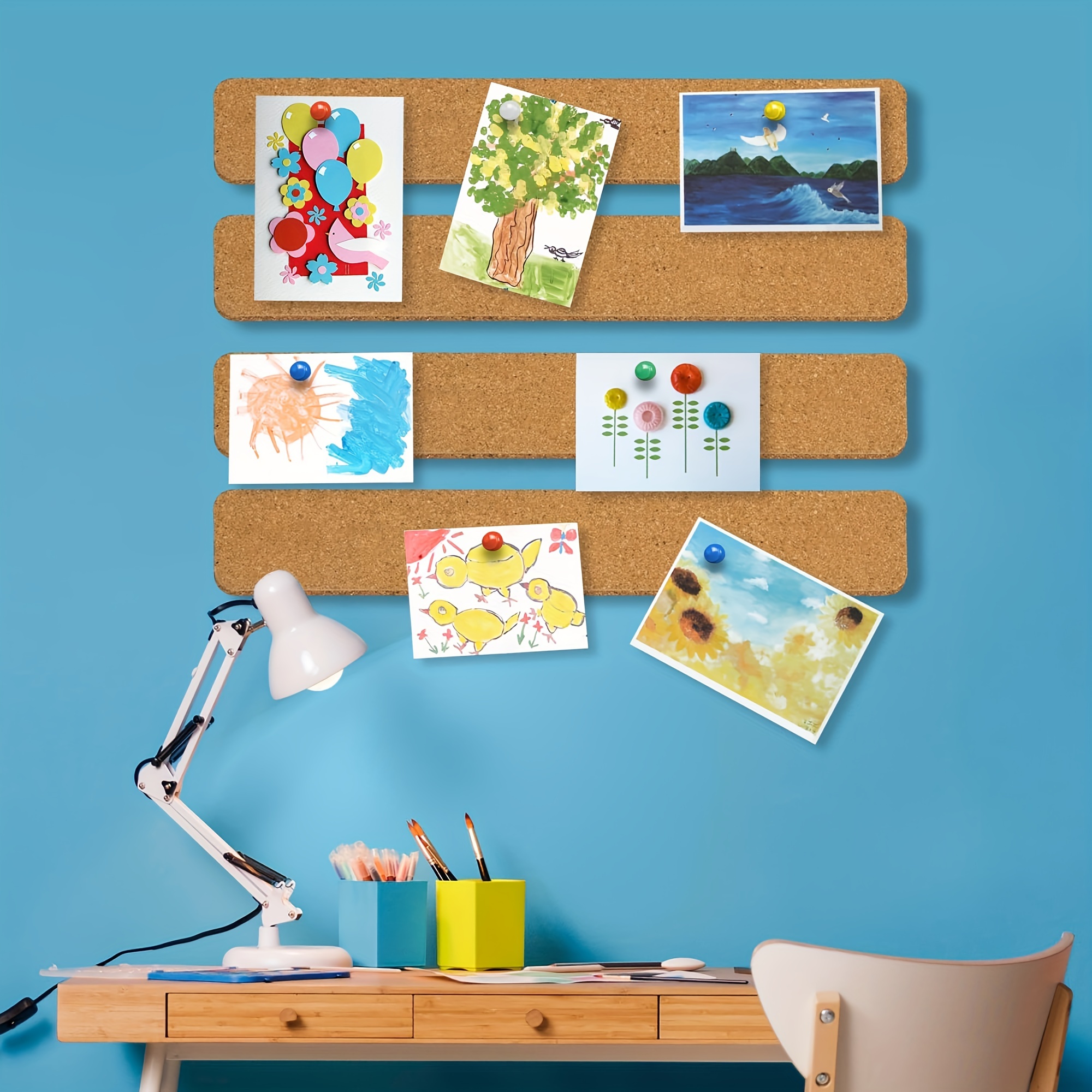 5 Pack Felt Pin Board Strips with 100 Push Pins