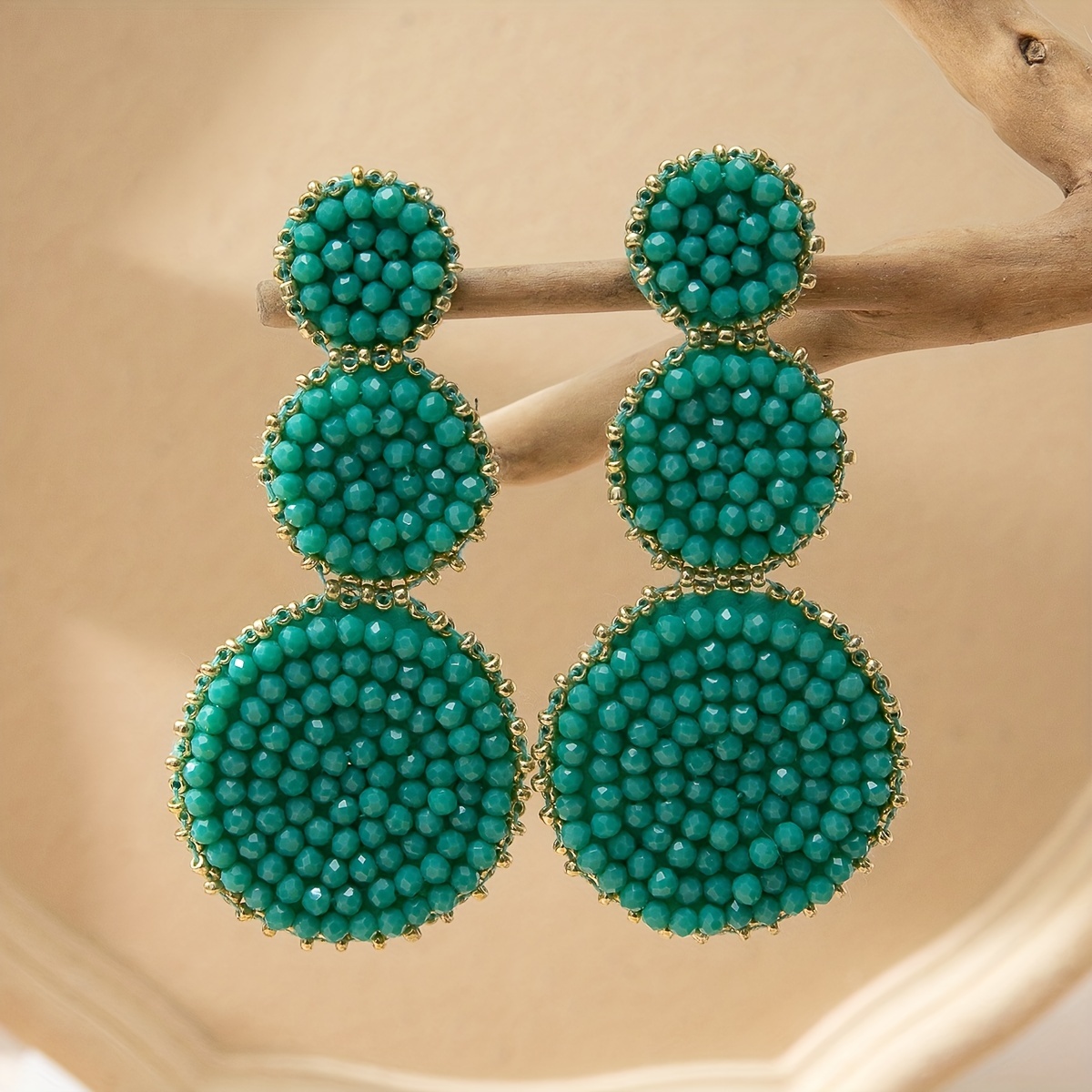 

Handmade Circle Glass Beads Drop Earrings Jewelry Gift For Women Trendy Female Gift