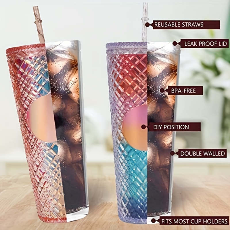 Reusable Iced Coffee Cup (24 Oz/Venti), Leak Proof and Double  Wall Insulated Iced Coffee Tumbler, Come with Reusable Plastic and Metal  Straws and Straw Cleaner: Dining & Entertaining