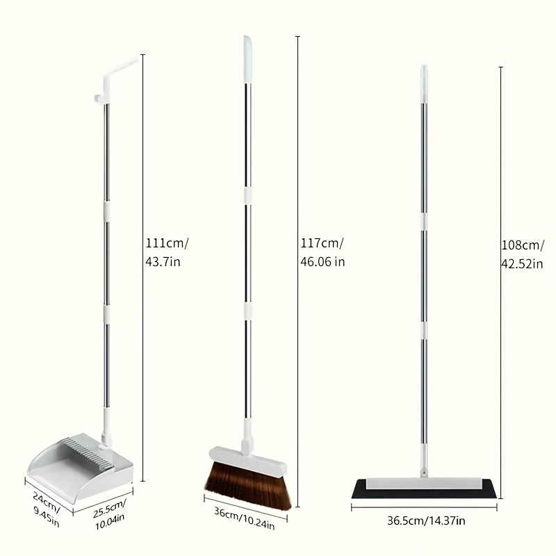 1 Juego Combinación Juego Recogedor Escoba Varilla Acero - Temu Chile
