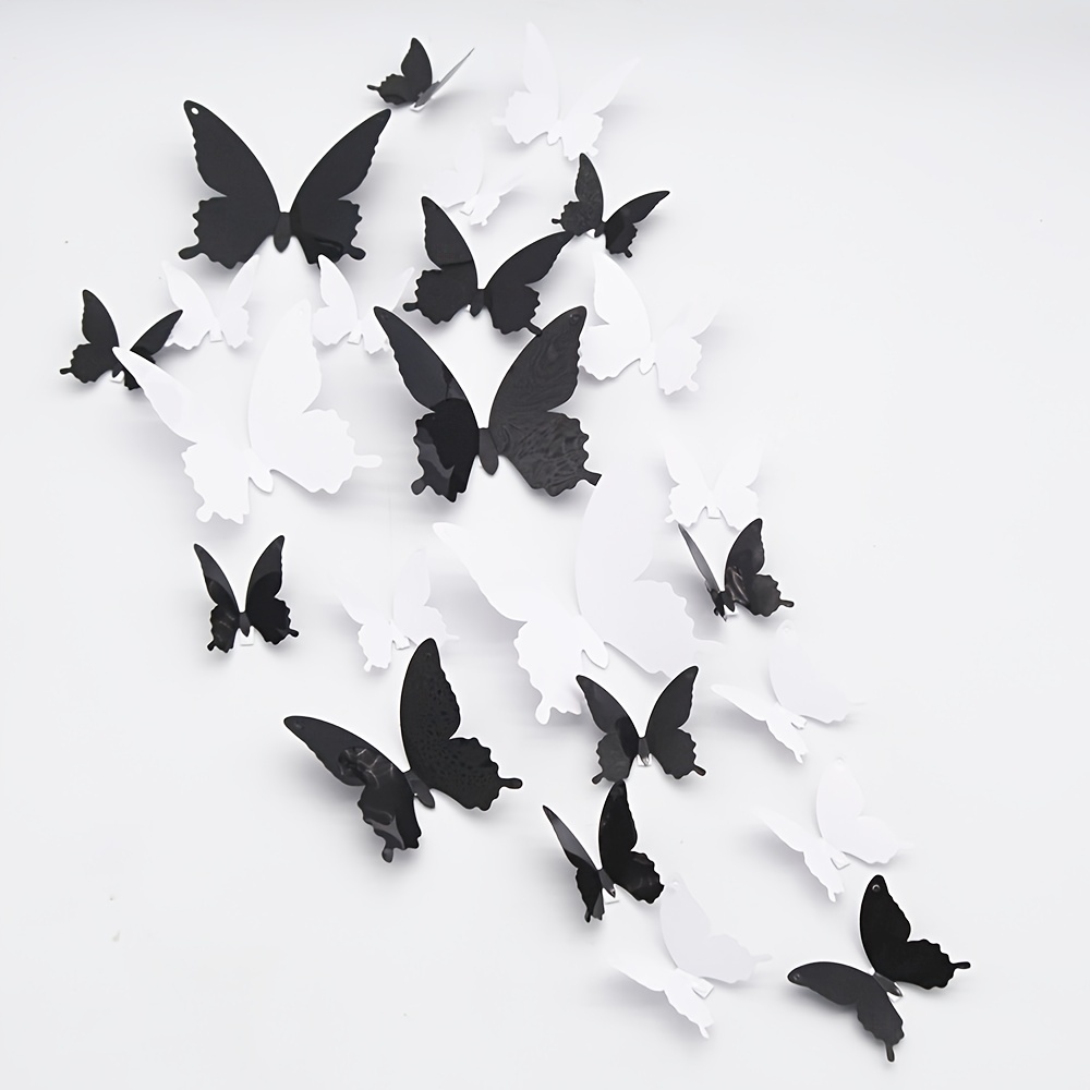 Black And White Butterfly Stickers 3d Stereo Simulation - Temu