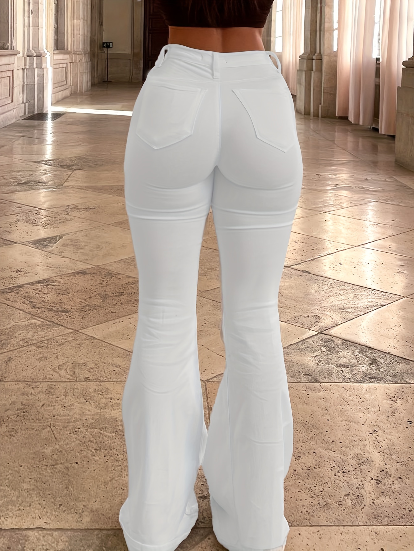 Pantalones blancos de cintura alta, pantalones de pierna ancha, pantalones  de pierna ancha, pantalones palazzo blancos para mujer, pantalones de  oficina para mujer, pantalón elegante, pantalones de tiro alto -  México