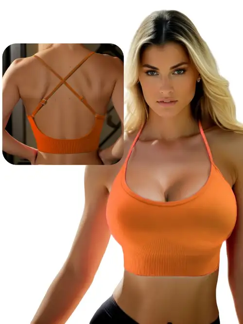 Women's Wireless Bras Full-Coverage Pullover Stretch Bra Athletic Padded  Yoga Sports Bra with Moisture-Wicking