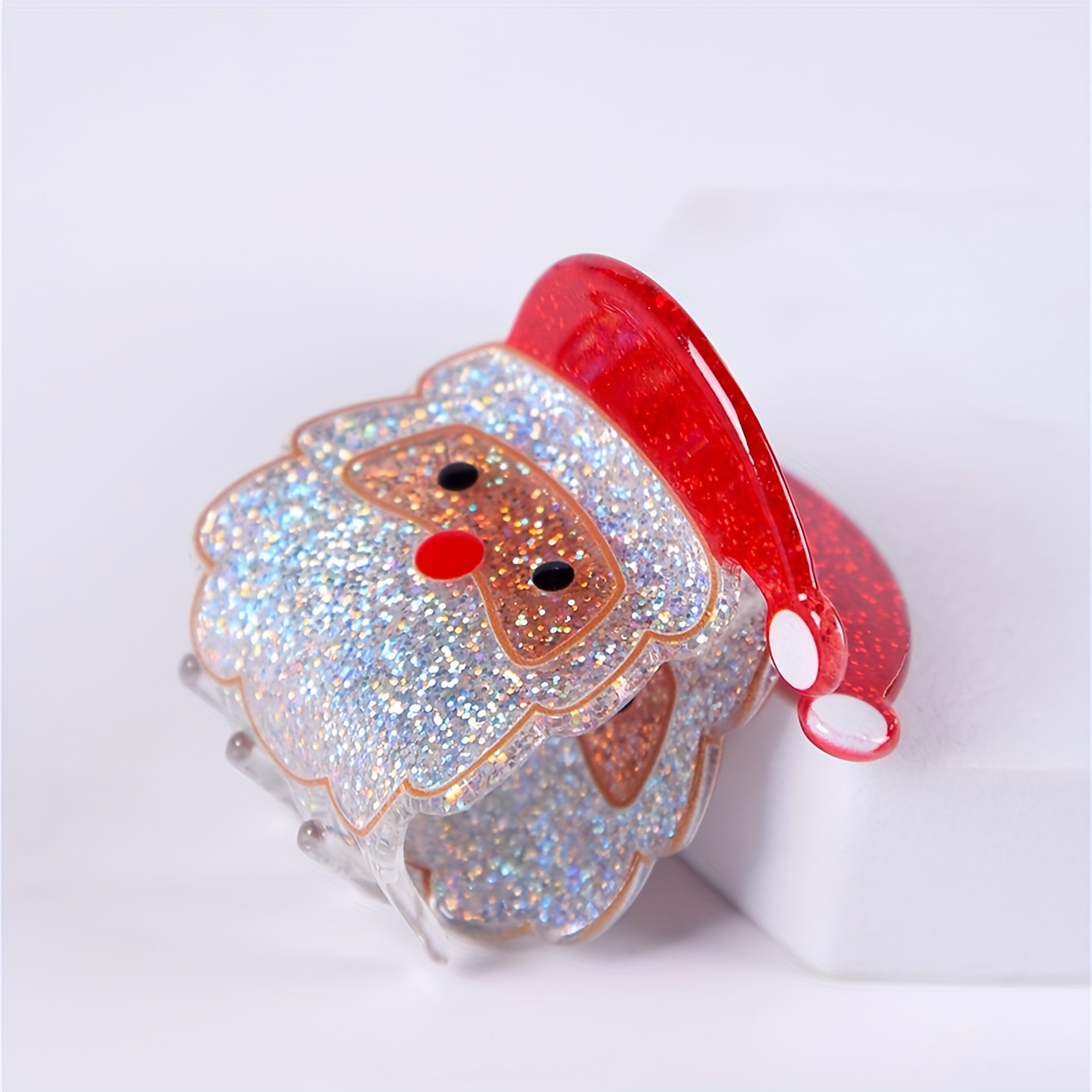 

Sparkling Red Santa Claus Hair Clip - Oval , Sequin Accents For Christmas & Holiday Styles