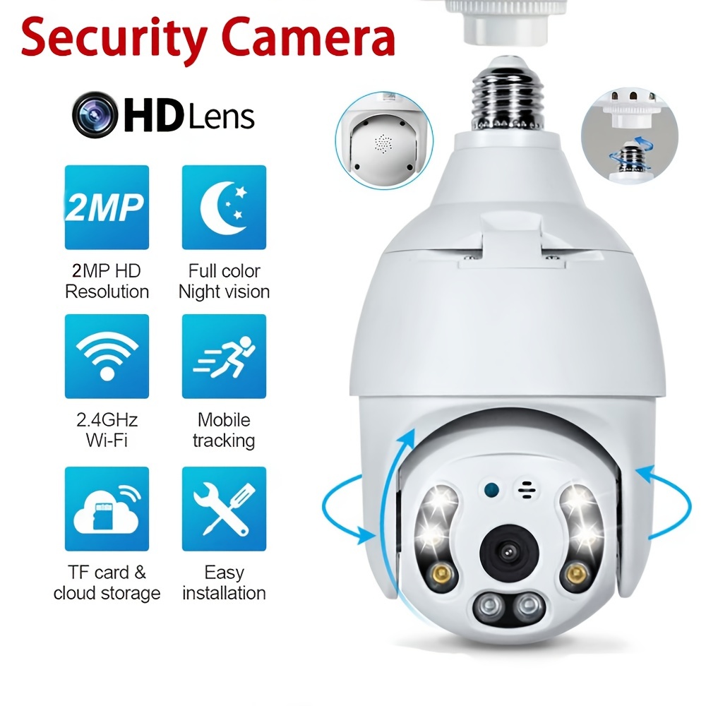 1080P E27 Bulb Wifi IP Camera Full Color Night Vision Smart Human Auto tracking Video Surveillance Security CCTV Cameras
