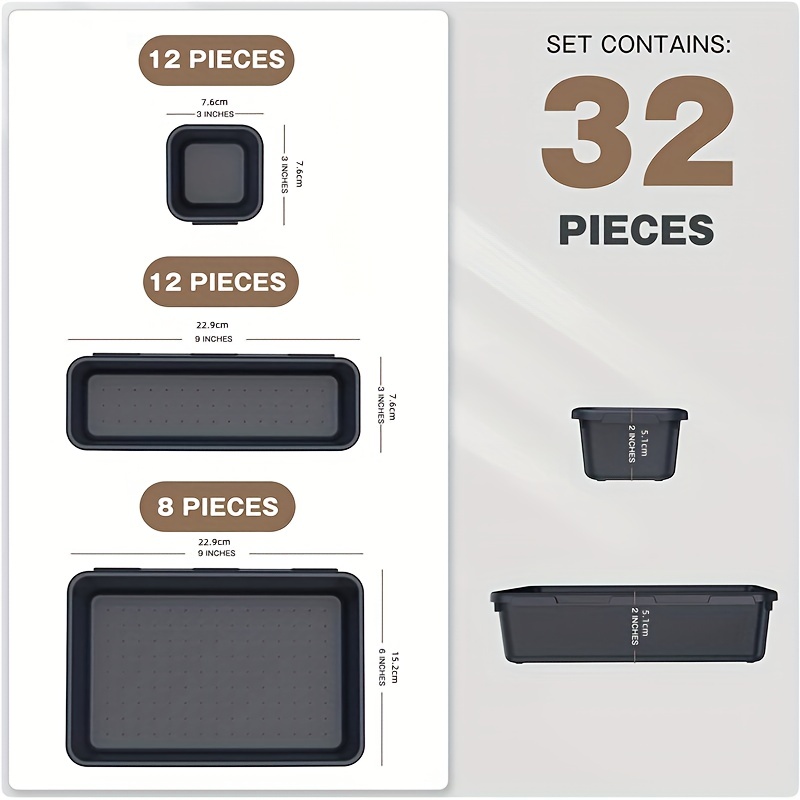 Interlocking Plastic Drawer Organizers 3 Sizes For Office - Temu