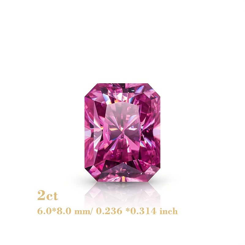 モアサナイト 2ct 桜ピンク ルース プリンセスカット ダイヤモンド