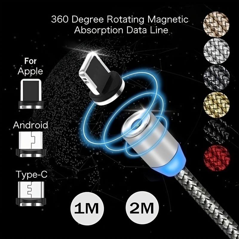 1pc magnetic fast charging one driven three data cable for iphone android type c three in one charging cable details 3