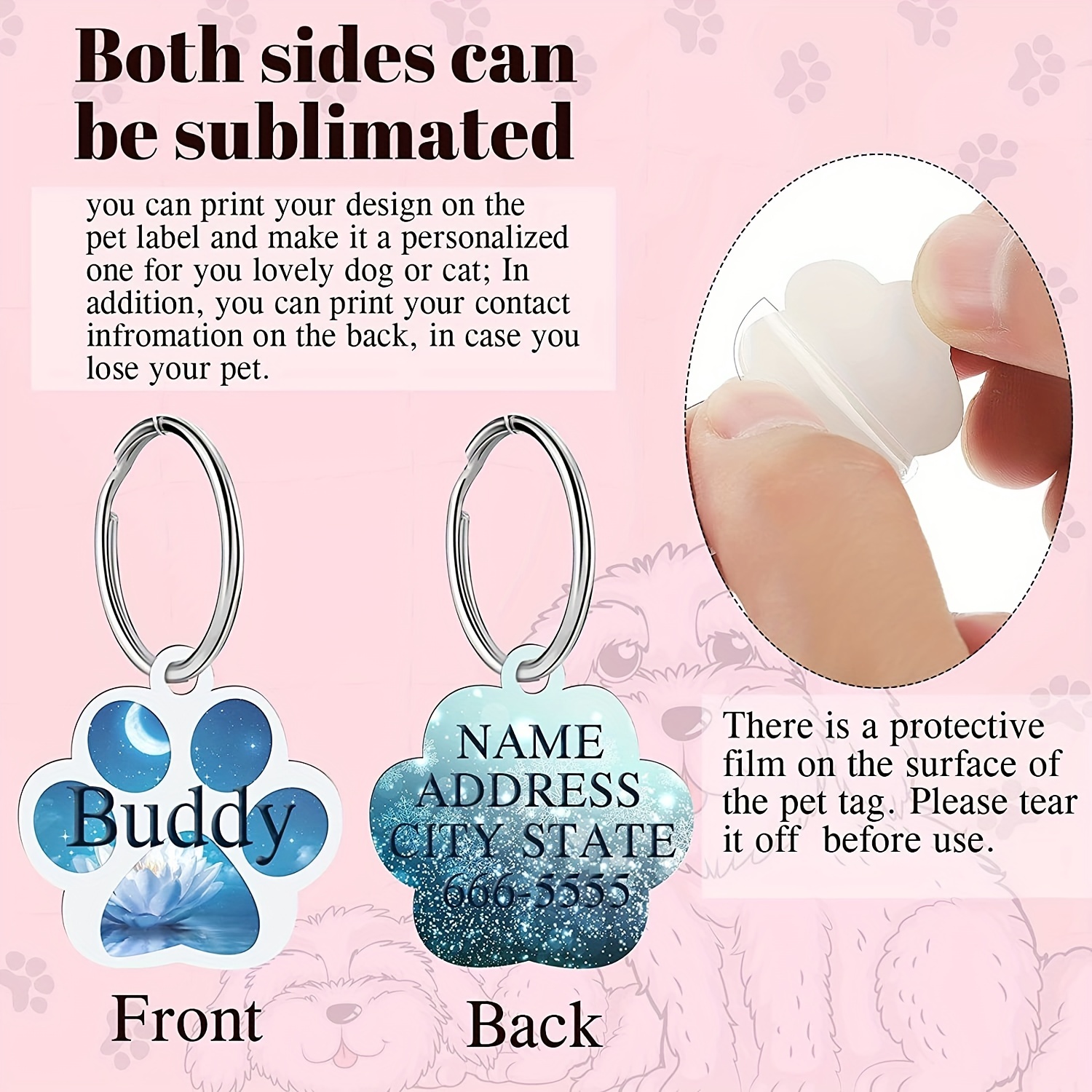 Blank Round 2-sided Pet ID Sublimation/Laserable Tag with Hanging